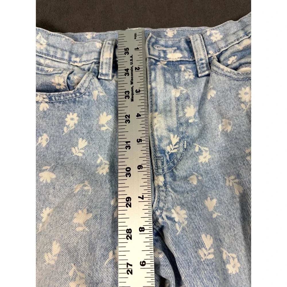 Old Navy High Rise Flare Jeans Girls 10 Plus Blue Floral Denim Cotton Stretch